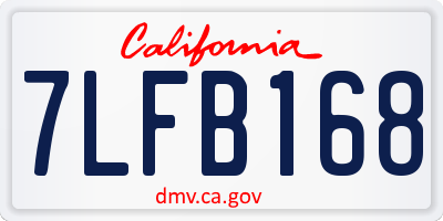 CA license plate 7LFB168