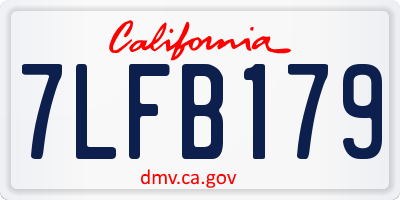 CA license plate 7LFB179