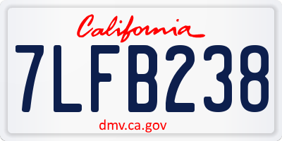 CA license plate 7LFB238