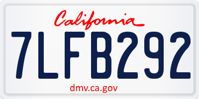 CA license plate 7LFB292