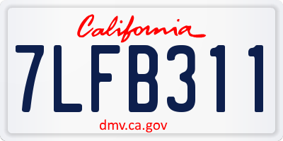 CA license plate 7LFB311