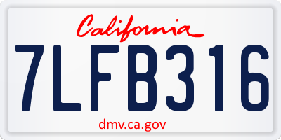 CA license plate 7LFB316