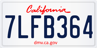 CA license plate 7LFB364