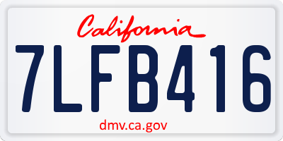 CA license plate 7LFB416