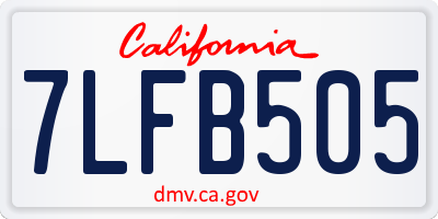 CA license plate 7LFB505