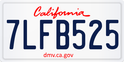 CA license plate 7LFB525
