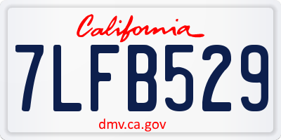 CA license plate 7LFB529