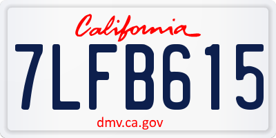 CA license plate 7LFB615