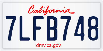 CA license plate 7LFB748