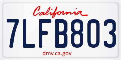 CA license plate 7LFB803
