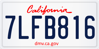 CA license plate 7LFB816