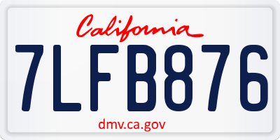 CA license plate 7LFB876