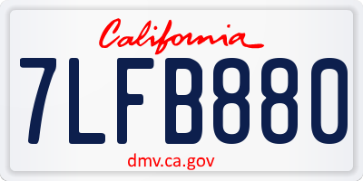 CA license plate 7LFB880