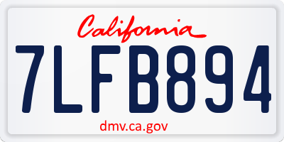 CA license plate 7LFB894