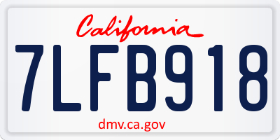 CA license plate 7LFB918