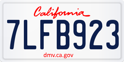 CA license plate 7LFB923