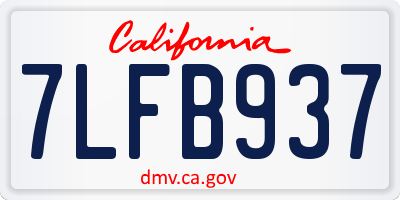 CA license plate 7LFB937
