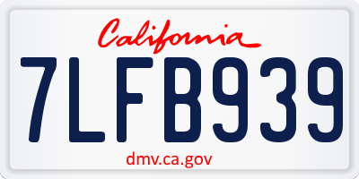 CA license plate 7LFB939