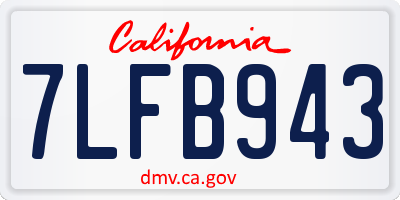 CA license plate 7LFB943