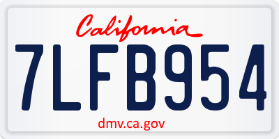 CA license plate 7LFB954