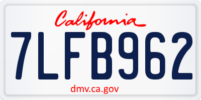 CA license plate 7LFB962