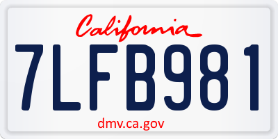 CA license plate 7LFB981
