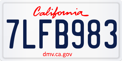 CA license plate 7LFB983