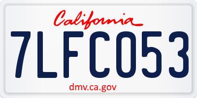 CA license plate 7LFC053