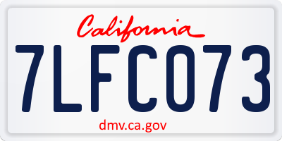 CA license plate 7LFC073
