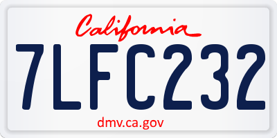 CA license plate 7LFC232
