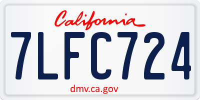 CA license plate 7LFC724