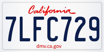 CA license plate 7LFC729