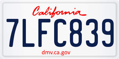 CA license plate 7LFC839