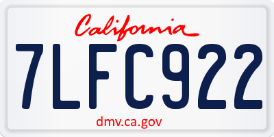 CA license plate 7LFC922