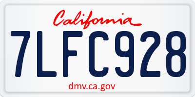 CA license plate 7LFC928