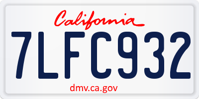 CA license plate 7LFC932