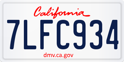 CA license plate 7LFC934