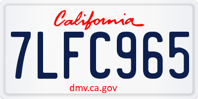 CA license plate 7LFC965