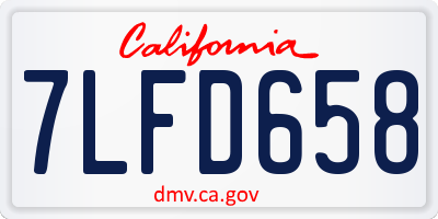 CA license plate 7LFD658