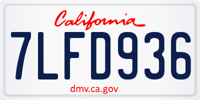 CA license plate 7LFD936