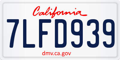 CA license plate 7LFD939