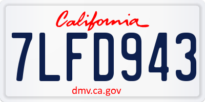 CA license plate 7LFD943