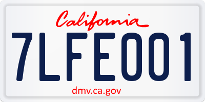 CA license plate 7LFE001