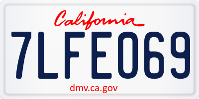 CA license plate 7LFE069