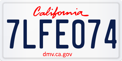 CA license plate 7LFE074
