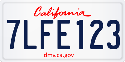 CA license plate 7LFE123