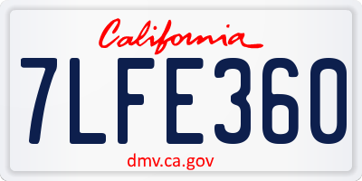 CA license plate 7LFE360