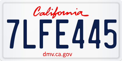 CA license plate 7LFE445