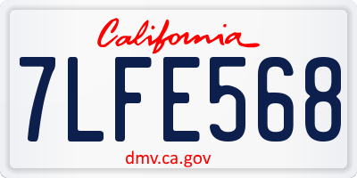 CA license plate 7LFE568