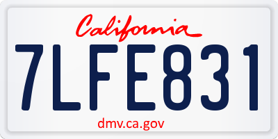 CA license plate 7LFE831